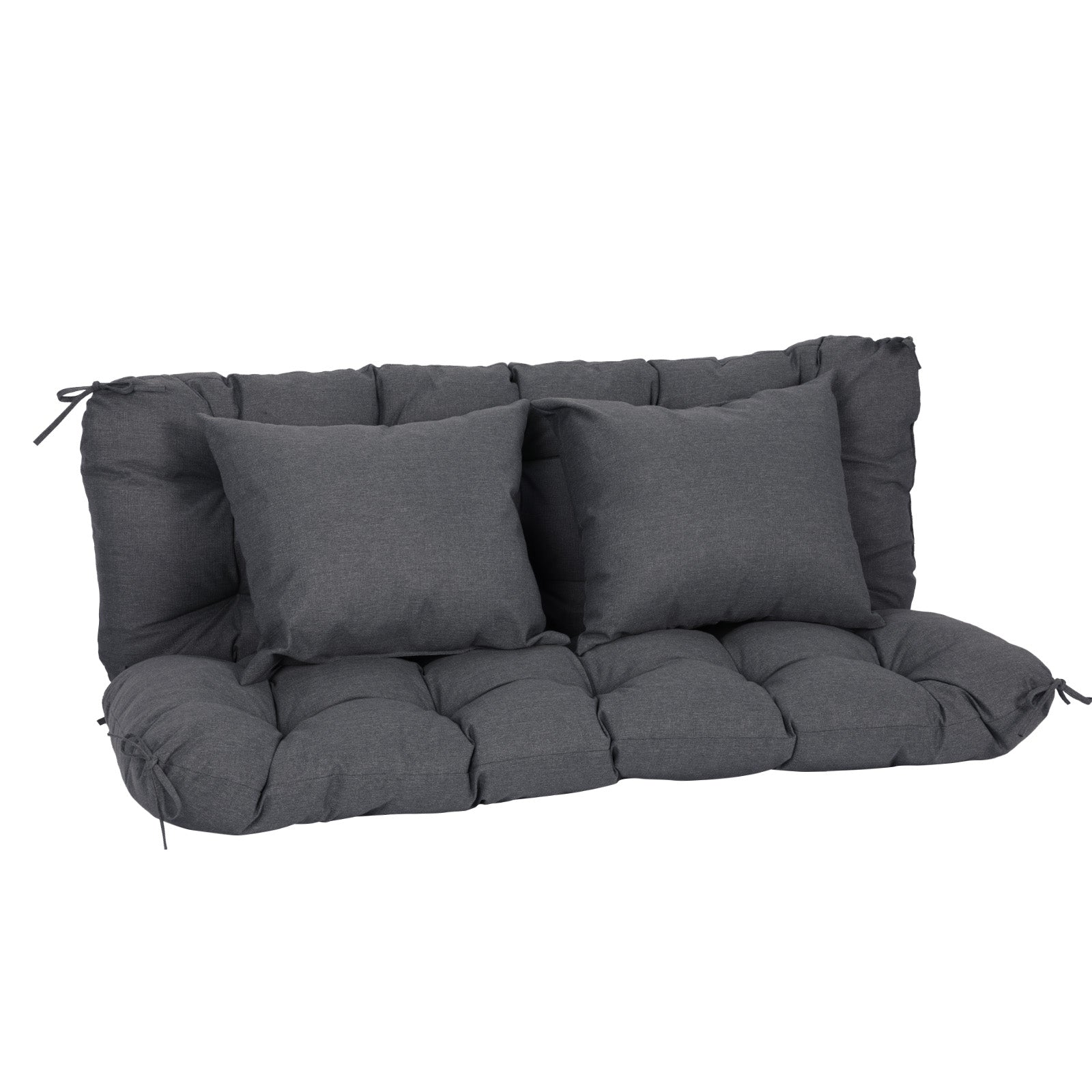 59" Tufted Porch Swing Cushions, Extra 5.1" Thick Outdoor Swing Bench Replacement Cushion with Backrest and 2 Pillows - Dark Gray - Aoodor